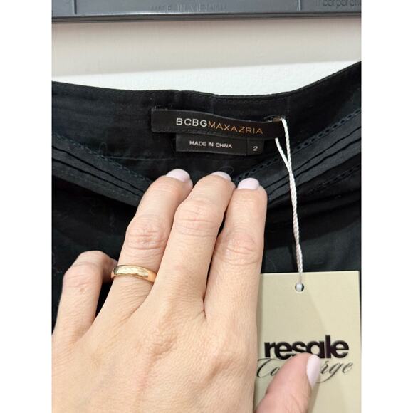 BCBGMaxazria Embroidered High Waisted A-Line Mini Skirt Black Women's Size 2 - Picture 3 of 4